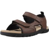 GEOX - STRADA - Sandalen - Donkerbruin - Gewaxt Lederlook