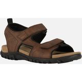 GEOX - STRADA - Sandalen - Donkerbruin - Gewaxt Lederlook