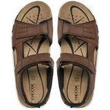 GEOX - STRADA - Sandalen - Donkerbruin - Gewaxt Lederlook