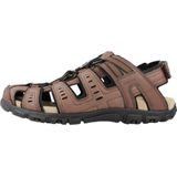 GEOX - STRADA - Sandalen - Donkerbruin - Gewaxt Lederlook