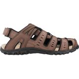 GEOX - STRADA - Sandalen - Donkerbruin - Gewaxt Lederlook