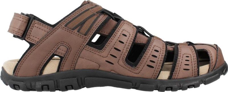 GEOX - STRADA - Sandalen - Donkerbruin - Gewaxt Lederlook