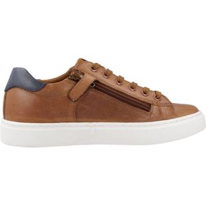 Geox - Nashik - Sneakers - Marineblauw - Gewaxt Leer en Canvas