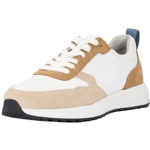 Geox U Volpiano A Sneakers voor heren, LT Taupe/White, 44 EU, Lt Taupe White, 44 EU
