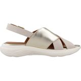 Geox - Stijlvolle Platte Sandalen - Beige - Leer - Ademend - Verstelbare Bandjes