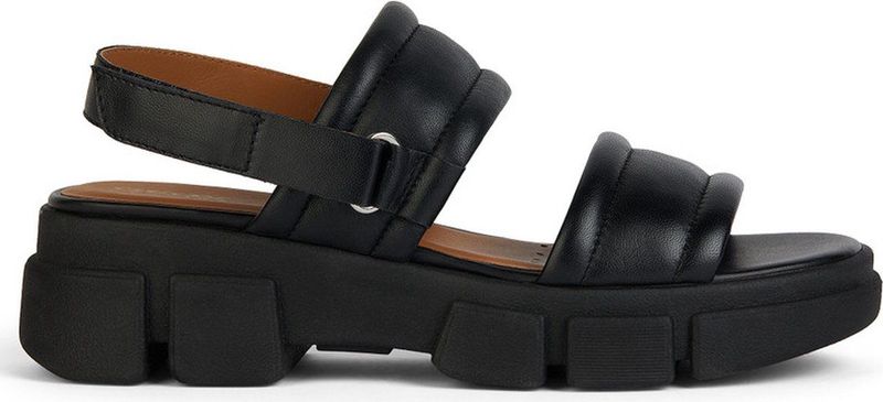 Geox - D Lisbon A - Sandaal - Zwart - Sleehak - Klittenbandsluiting