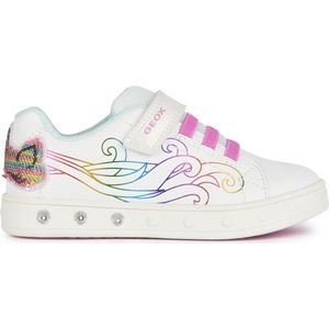 Geox J Skylin Girl C Sneakers voor meisjes, Wit Multicolor, 26 EU