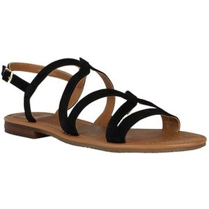Geox Dames D Sozy S Y Platte sandaal, zwart, 39,5 EU, zwart, 39.5 EU
