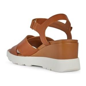 Geox Dames D SPHERICA EC6 C Wedge Sandaal, Cognac, 38 EU, cognac, 38 EU