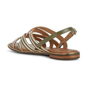 Geox D Sozy Plus G platte sandalen voor meisjes, Salie Lt Goud