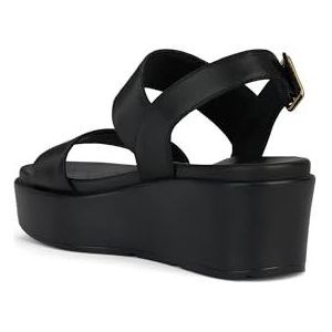 Geox, Schoenen, Dames, Zwart, 38 EU, Zwarte platte sandalen voor vrouwen