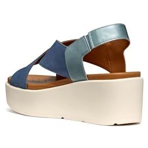 Geox, Schoenen, Dames, Blauw, 38 EU, Stijlvolle Wedges voor Vrouwen