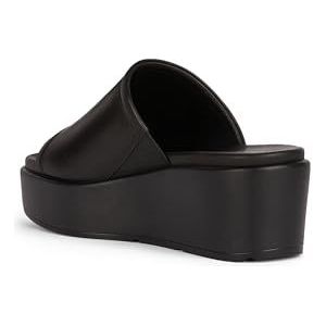 Geox, Schoenen, Dames, Zwart, 38 EU, Leer, Zwarte platte sandalen voor vrouwen