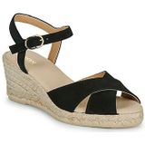 Geox Dames D GELSA Low C Wedge Sandaal, zwart, 39 EU, zwart, 39 EU