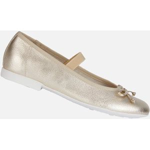 GEOX Plié Ballerina's - Platinakleurig - Leer - Ademende en Flexibele Stijl