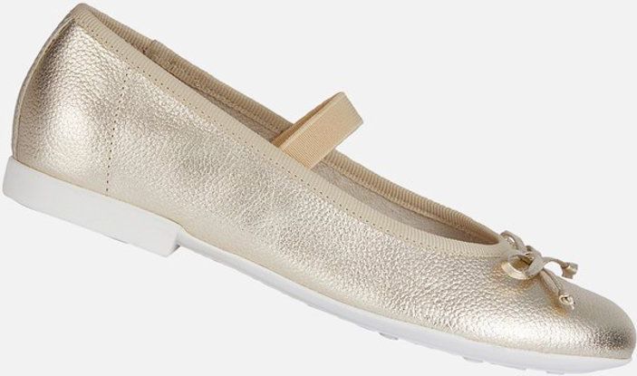 GEOX Plié Ballerina's - Platinakleurig - Leer - Ademende en Flexibele Stijl