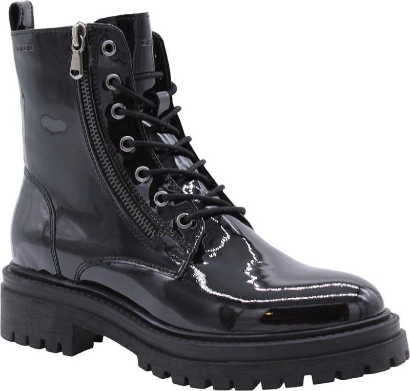 Geox - Iridea F - Enkellaarsjes - Zwart - Leer - Ademend