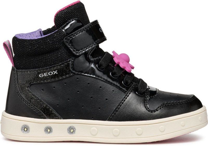 Geox - J Skylin Girl B - Sneakers - Fuchsia Zwart - Leer