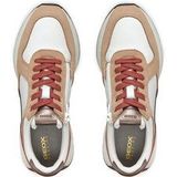 Geox - Amabel - Sneakers - Wit - Roze-Beige - Nappaleer en Suèdeleer