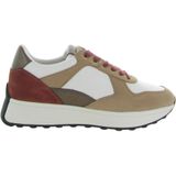 Geox - Amabel - Sneakers - Wit - Roze-Beige - Nappaleer en Suèdeleer