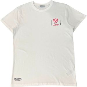 Iceberg - T-shirt - Wit - Katoen - Ronde Hals - Korte Mouwen - Logo-print