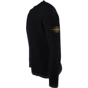 Stone Island - Gebreide Trui - Blauw - 100% Scheerwol