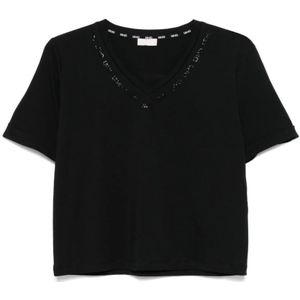 Liu Jo, Dames, Tops, Zwart, Maat: XL Poliester,