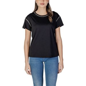 Liu Jo - Glam Rhinestone Tee - T-shirt - Zwart - 100% Katoen