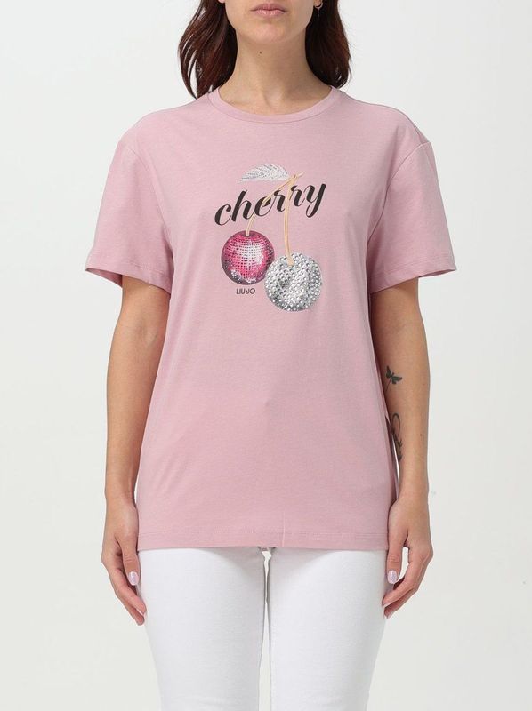 Liu Jo - T-shirt - Roze - Katoen - Met Grafische Print