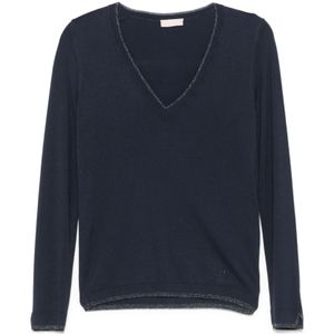 Liu Jo - V-hals Pullover - Blauw - 80% Viscose 20% Polyamide