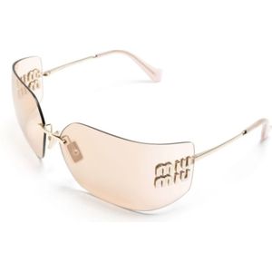 Miu Miu - 54Ys - Zonnebril - Goud - Randloos Met Roze Spiegelglazen