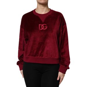 Dolce & Gabbana - Pullover - Rood - Katoen Velours - Logo Borduursel
