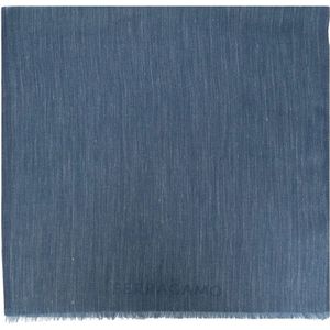 Salvatore Ferragamo, Katoenen Blend Sjaal voor de Moderne Man Blauw, Heren, Maat:ONE Size