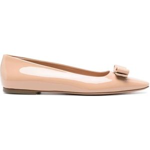 Salvatore Ferragamo, Beige Leren Varina Ballerina Ballerina Beige, Dames, Maat:39 EU