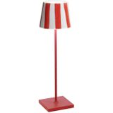 Zafferano Poldina Pro - Dimmable Draadloze LED Tafellamp in Aluminium, IP54 Bescherming, Binnen/Buiten gebruik, Contact Laadbasis, H38cm, EU Plug - Rood