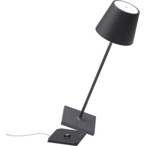 Zafferano Poldina Pro donkergrijze LED tafellamp, oplaadbaar en dimbaar - LD0340N3