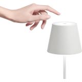 Zafferano Poldina Pro Mini - dimbare led-tafellamp van aluminium, beschermingsklasse IP54, gebruik binnen en buiten, contactlaadstation, H30 cm, EU-stekker (wit)