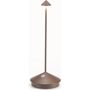 Zafferano Pina Pro, oplaadbare draadloze ledtafellamp, touch-dimmer 2700 K, IP54 gebruik binnen en buiten, lange levensduur van de batterij, aluminium frame, H29 cm - Corten