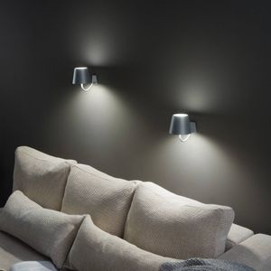 Zafferano Poldina Donkergrijze LED wandlamp, oplaadbaar en dimbaar - LD0688N3