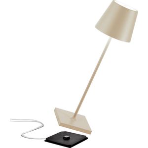 Zafferano Poldina Pro Mini - Dimmable Draadloze LED Tafellamp, IP54 Bescherming, Binnen gebruik, Contact Laadbasis, H30cm, EU Plug - Zand