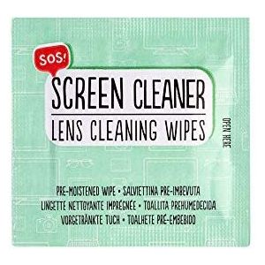Legami - Sos Screen Cleaner, 15 x 13 cm, 12 einzeln verpackte Tücher, zum Reinigen von Bildschirmen, Brillen, Computer, TV, Fotoapparaten und Smartphones