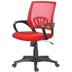 Bureaustoel met armleuningen, ergonomische stoel, model Vanessa, draaibaar, ademend, rood Pratiko Life