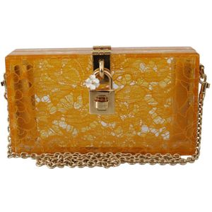 Dolce & Gabbana Dames Geel plexiglas Taormina Lace Clutch Borse Bag BOX