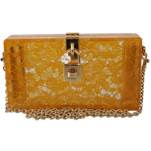 Dolce & Gabbana Vrouwen Geel plexiglas Taormina Lace Clutch Borse Bag BOX