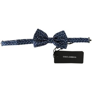Dolce & Gabbana Blauwe stippen zijden verstelbare hals vlinder heren stropdas