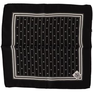 Dolce & Gabbana Mannen Zwart gedessineerde Zijden Vierkante Zakdoek Sjaal