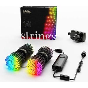 Strings – App-gesteuerte LED-Lichterkette mit 400 rgb (16 Millionen Farben) LEDs. 32 Meter. Schwarzes Kabel. Intelligente Beleuchtungsdekoration für