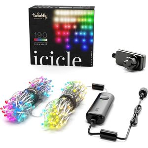 Twinkly icicle Lichtgordijn - Binnen/buiten - RGBW - 190 LED-lichtketting - Decoratie - App-gestuurde - Transparante