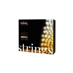 Twinkly Strings - 400 App-Controlled Warm to Cool White LEDs. 32 Meters. Black Wire.