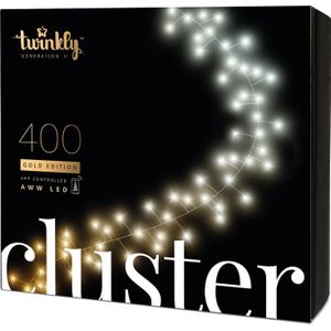 Twinkly Cluster - 400 App-controlled AWW LEDs. 6 Meters. Black Wire.